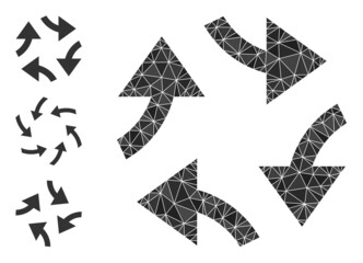 lowpoly swirl arrows icon, and similar icons. Polygonal swirl arrows vector constructed from random triangles. Flat geometric lowpoly symbol based on swirl arrows icon.