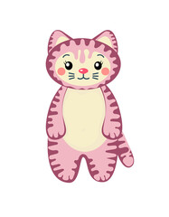 A cute striped kitten, a baby tiger, sweet little animal illustration 