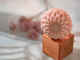 Organic homemade natural soap. Concept of home natural organic skin care. Spa treatments.