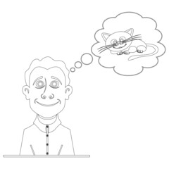 A good person smiles and thinks about good things. Vector illustration coloring book.