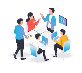 teamwork and meeting strategy business investment