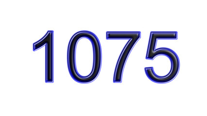 blue 1075 number 3d effect white background