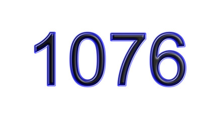 blue 1076 number 3d effect white background