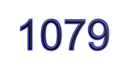 blue 1079 number 3d effect white background