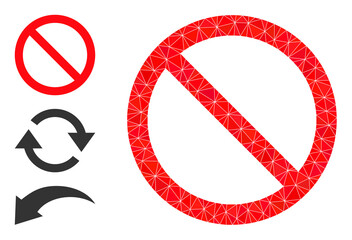 lowpoly not allowed icon, and bonus icons. Polygonal not allowed vector is filled of randomized triangles. Flat geometric polygonal illustration created from not allowed pictogram.