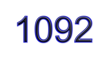 blue 1092 number 3d effect white background