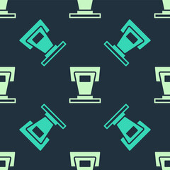 Green and beige Stage stand or debate podium rostrum icon isolated seamless pattern on blue background. Conference speech tribune. Vector