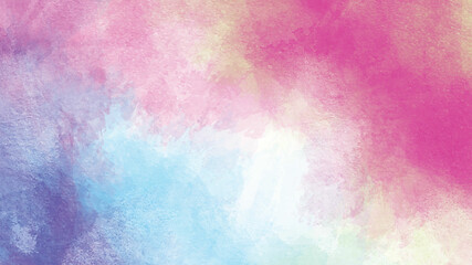 Subtle blue, purple and pink shades watercolor background for vintage card, retro templates. Beautiful fantasy colorful aquarelle paper textured ink effect grungy wet pastel illustration for design