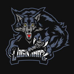 man wolf mascot logo illustration