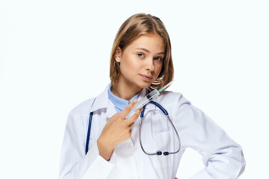female doctor medicine hospital treatment stethoscope professional
