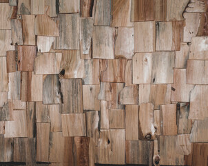 Wooden texture background, chopped pieces of wood, rough wooden surface