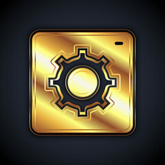 Gold Setting icon isolated on black background. Tools, service, cog, gear, cogwheel sign. Vector