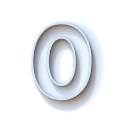 Grey extruded outlined font with shadow Number 0 ZERO 3D