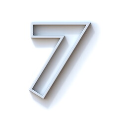 Grey extruded outlined font with shadow Number 7 SEVEN 3D