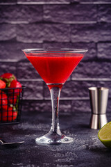 Cold summer strawberry cocktail