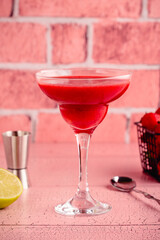 Cold summer strawberry cocktail