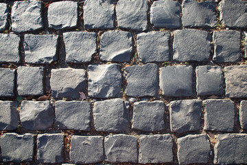 pattern of old cobble stone