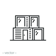 modular container house icon, prefabricated engineering, building housing, home at the prefab panels, puzzle construction, future architecture, thin line symbol - editable stroke vector illustration