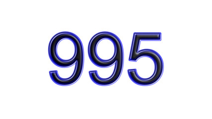 blue 995 number 3d effect white background