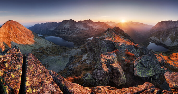 Fototapeta Mountain sunset autumn Tatra landscape, Slovakia and Poland