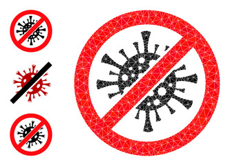 lowpoly stop coronavirus icon, and bonus icons. Polygonal stop coronavirus vector is filled from randomized triangles. Flat geometric polygonal illustration is designed by stop coronavirus icon.