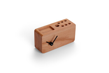 office accessory wooden holder on white background