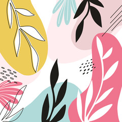 background template print flowers spots leaves tropical decor delicate