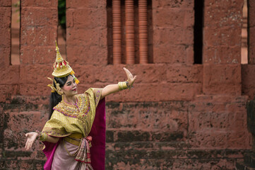 Thailand Dancing in masked khon Benjakai