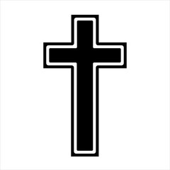 Black Christian cross. Sapphire with silver frame. Realistic vector illustration 