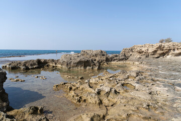 Fototapeta na wymiar Tel Dor National Site An ancient port on Dor Beach
