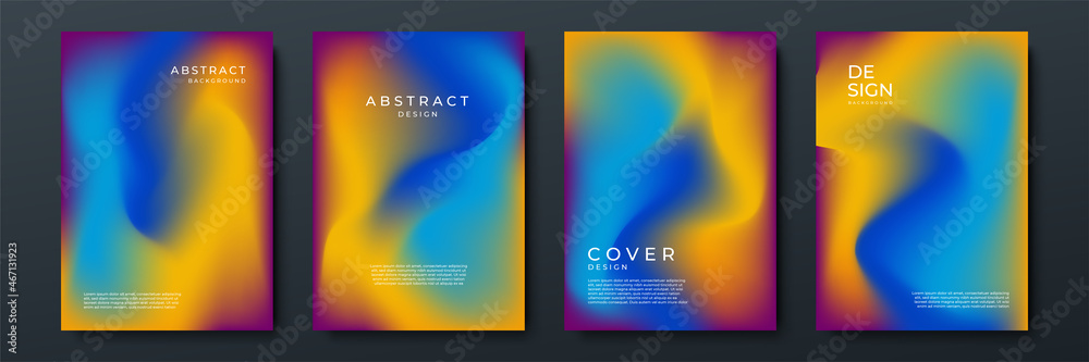 Poster Blurred vivid vibrant gradient color backgrounds set with modern abstract blurred color gradient patterns. Templates collection for brochures, posters, banners, flyers and cards. Vector illustration.
