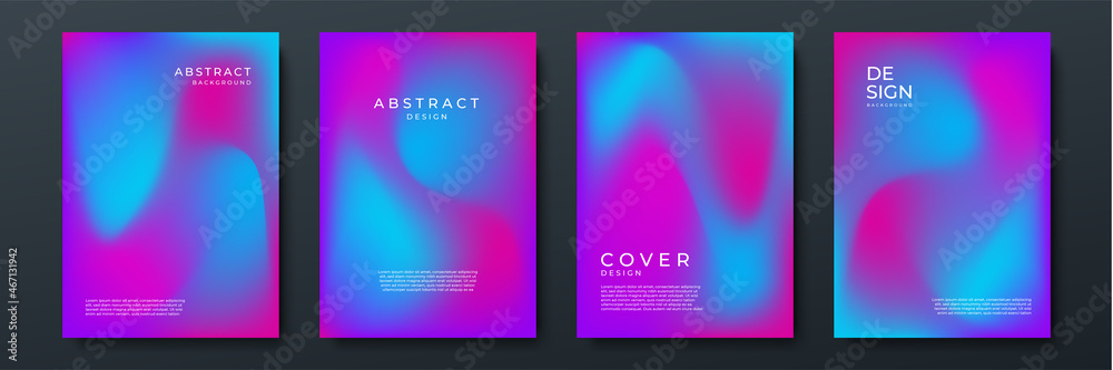 Aufkleber Blurred vivid vibrant gradient color backgrounds set with modern abstract blurred color gradient patterns. Templates collection for brochures, posters, banners, flyers and cards. Vector illustration.