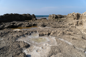 Fototapeta premium Tel Dor National Site An ancient port on Dor Beach