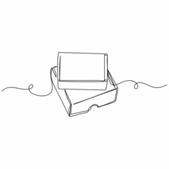 Vector continuous one single line drawing icon of cardboard boxes in silhouette on a white background. Linear stylized.