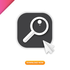 Magnifying glass or search icon button vector illustration. flat vector graphic loupe mobile app logo design template isolated on white background.