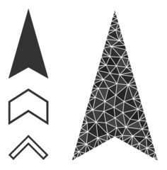 lowpoly arrowhead up icon, and bonus icons. Polygonal arrowhead up vector constructed from randomized triangles. Flat geometric mesh symbol is created from arrowhead up icon.