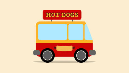 Hot Dog Food Truck Vector Vehicle Illustration Hotdog Hotdogs Selling Food Festival Flat 