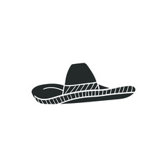 Mexican Hat Icon Silhouette Illustration. Traditional Culture Vector Graphic Pictogram Symbol Clip Art. Doodle Sketch Black Sign.