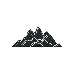 Mountain Icon Silhouette Illustration. Hill Rock Nature Vector Graphic Pictogram Symbol Clip Art. Doodle Sketch Black Sign.