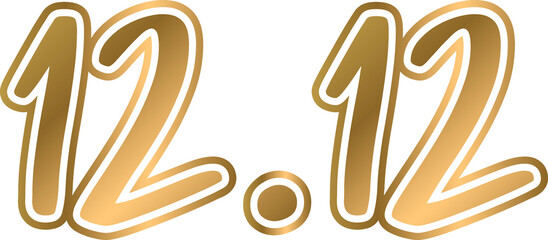 Vector icon number 12.12, elegant gold color, suitable for promotion in December.