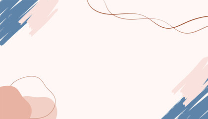 Modern minimal colorful vector hand drawn organic shapes and textures. Trendy contemporary design background with blob, liquid, floral, leave, and abstract shapes. Tan, nude, beige, pink, blue color.