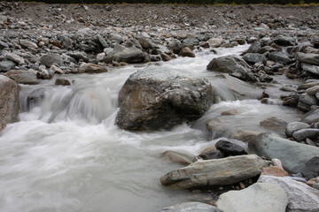 water flowing over rocks