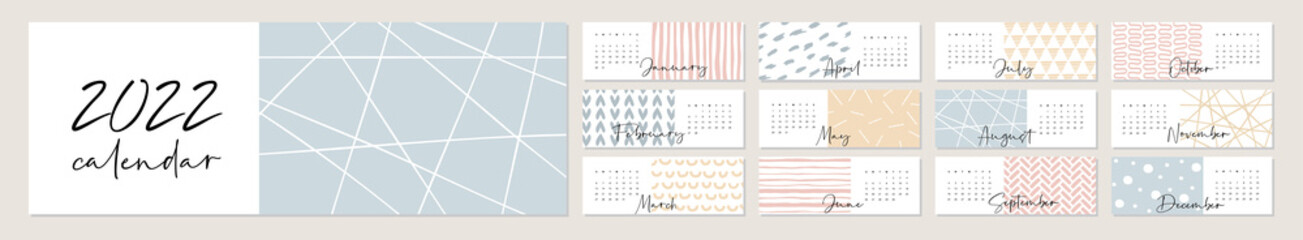Calendar 2022. Yearly Planner with all Months.