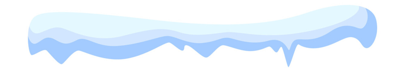 Snow edge. Frozen ice icicles hanging from roof