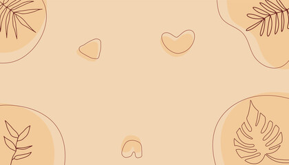 Abstract nude tan pastel beige soft pastel organic background with floral, brush and liquid shapes. For web design, social media post, banner, business card, invitation, print, flyer or presentation.