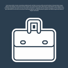 Blue line Briefcase icon isolated on blue background. Business case sign. Business portfolio. Vector