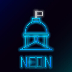 Glowing neon line White House icon isolated on black background. Washington DC. Colorful outline concept. Vector