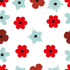 Seamless repeating pattern with hand painted flower.Hand drawn vector illustration, perfect for creating fabrics, greeting cards, wrapping paper, packaging.EPS10