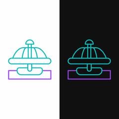 Line Attraction carousel icon isolated on white and black background. Amusement park. Childrens entertainment playground, recreation park. Colorful outline concept. Vector