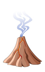 Volcano eruption icon. Lava flowing on mountain side